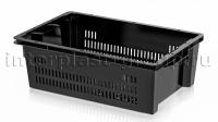 Ящик универсальный для овощей, фруктов и хлеба перфорированный черный