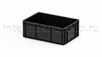 Евроконтейнер закрытые ручки/усиленное дно (черный), 600x400x220 мм