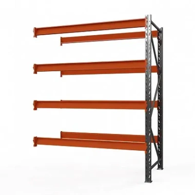 Секция приставная стеллажа металлического Оптима, 3000x1250x785 мм. Полки: 5 шт. без настила