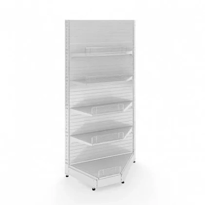 Стеллаж торговый угол внутренний отдельностоящий без плинтуса и с заглушкой (2250x1000x500) 5 полок